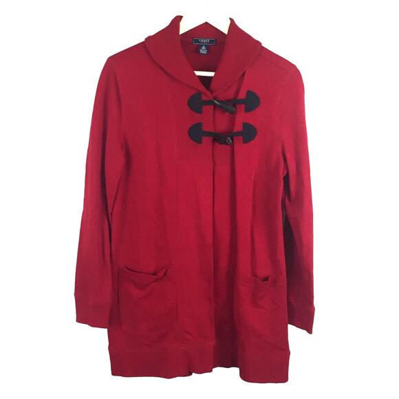 Chaps Red Cardigan Duster Toggle Closures - Women's M - Picture 1 of 7